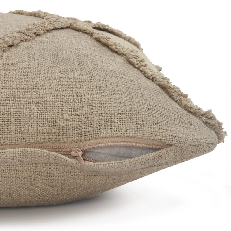 HomeRoots 20" X 20" Taupe Brown 100% Cotton Zippered Pillow