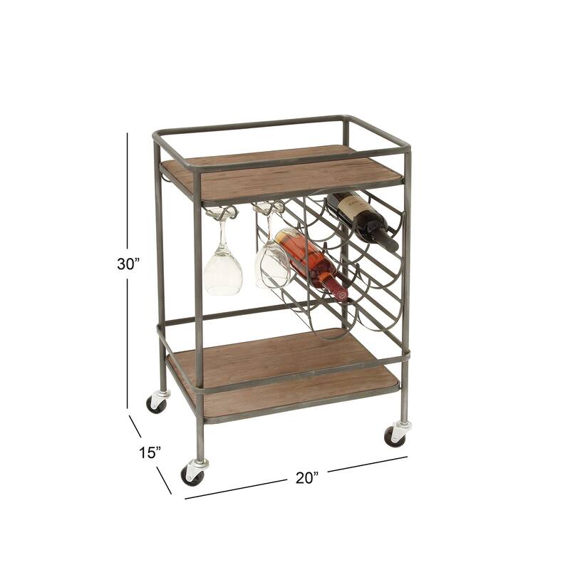 Metal Contemporary Bar Cart with Wheels