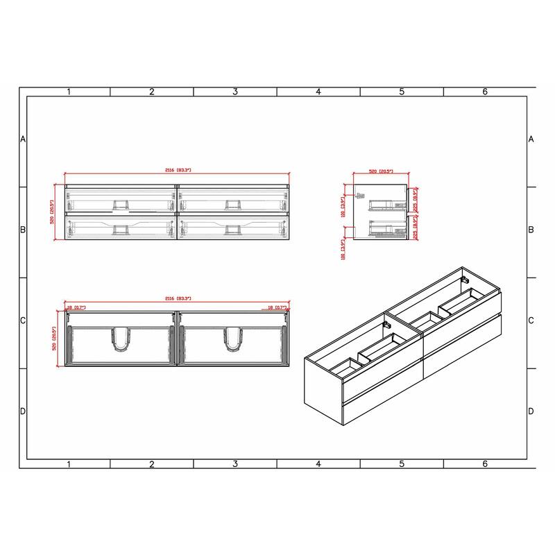 Baillie 84'' Wall-Mounted Vanity with Double Reinforced Acrylic Sink