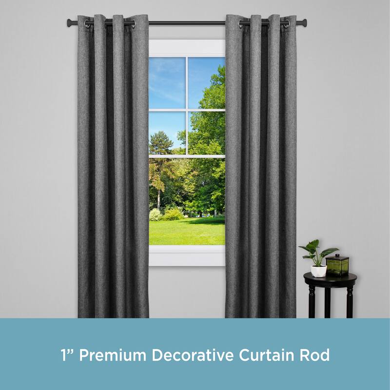 Kenney® Weaver 1" Premium Decorative Window Curtain Rod, 28-48", Black