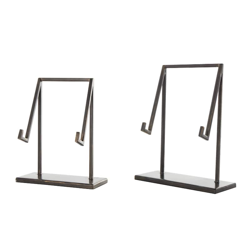 Metal Modern Abstract Easel - Set of 2 Black - Roche River Decor - 4"W x 9"L x 11"H