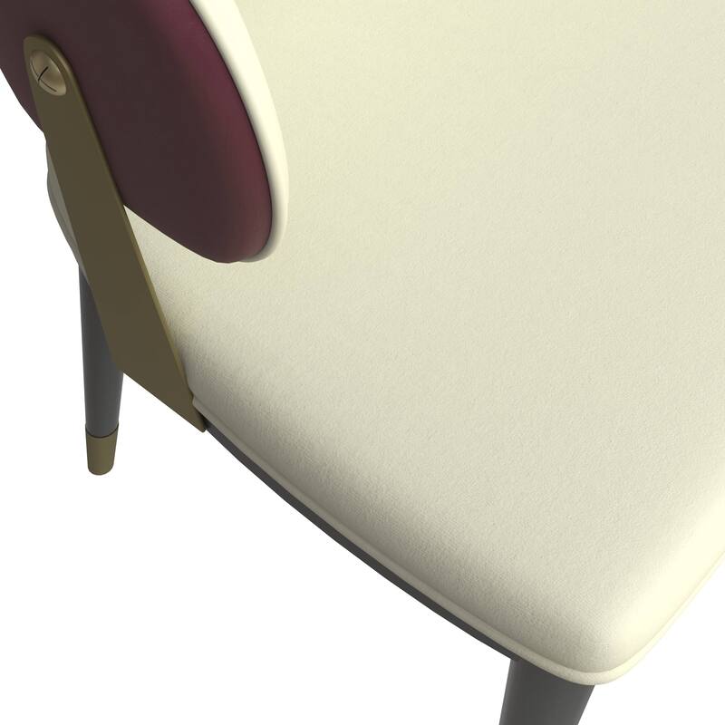 Leather Dining Chair in Iron Set of 2 with Gold Accents Design Modern Ergonomic Side Arm Chair