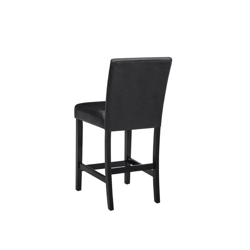 5pc Counter Height Dining Set Square Faux Marble Table Faux Leather Upholstered Chairs Wooden Leg