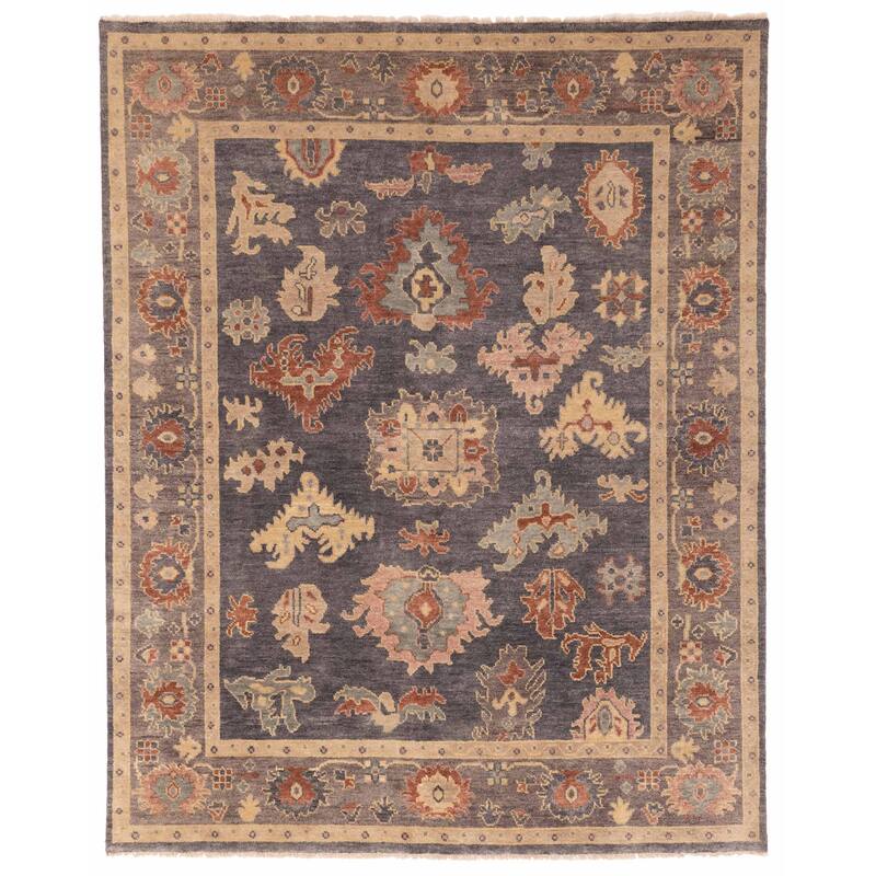 ECARPETGALLERY Hand-knotted Modern Oushak Charcoal Wool Rug - 8'0 x 9'11