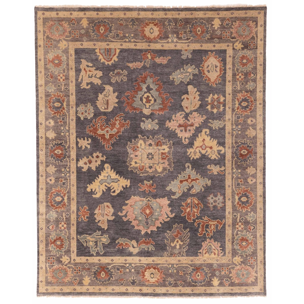 ECARPETGALLERY Hand-knotted Modern Oushak Charcoal Wool Rug - 8'0 x 9'11