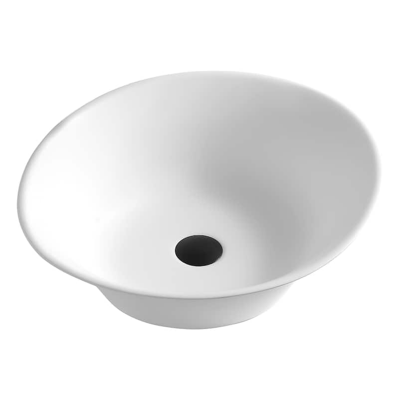 Karran Quattro Matte White Acrylic 21 in. Oval Bathroom Vessel Sink with Faucet and drain in Matte Black