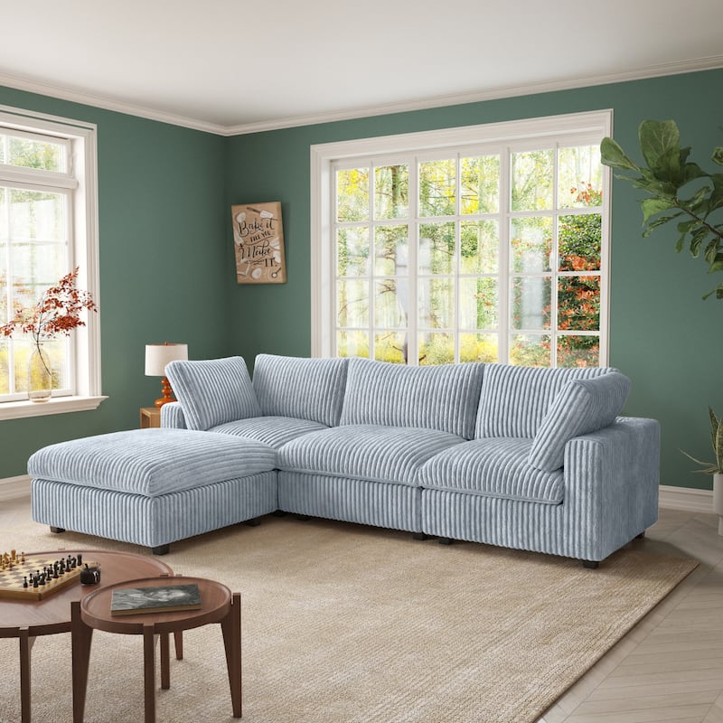 118" Modern Modular Comfy Plush Cloud Sectional Sofa, Cushion Covers Removable