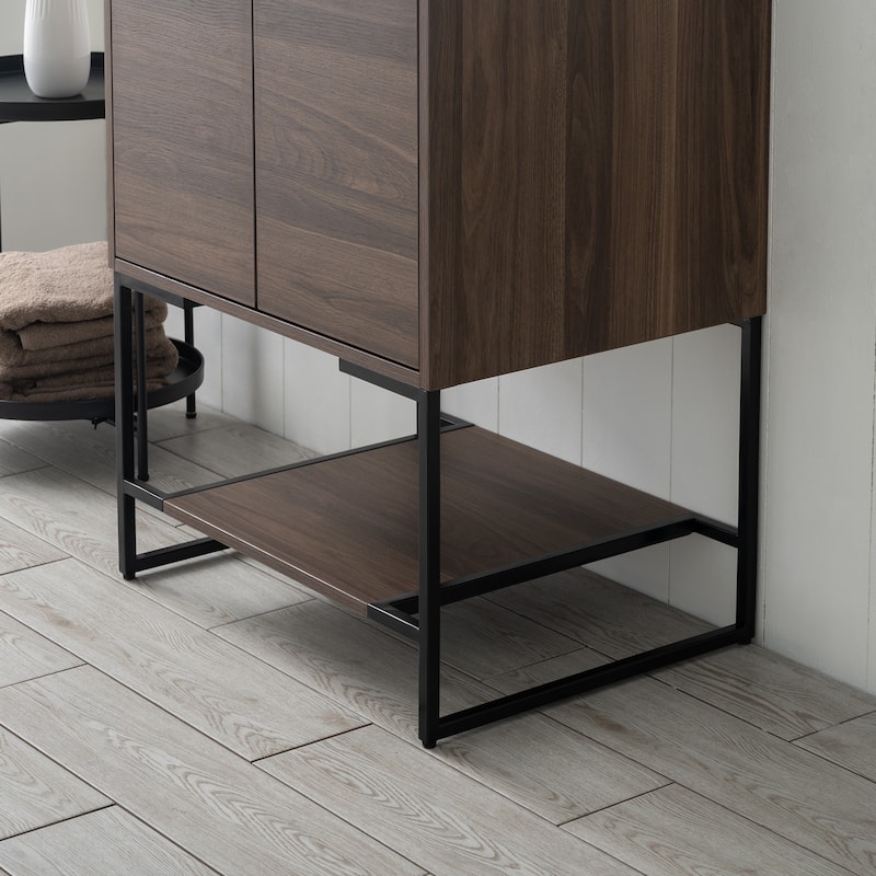 Freestanding Bathroom Vanity Set with Open Shelf & Acrylic Sink