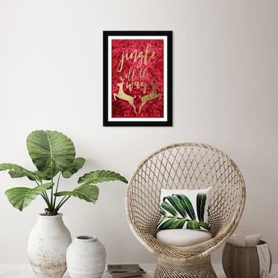 Wynwood Studio 'Jingle all the way' Holiday and Seasonal Red Wall Art Framed Print