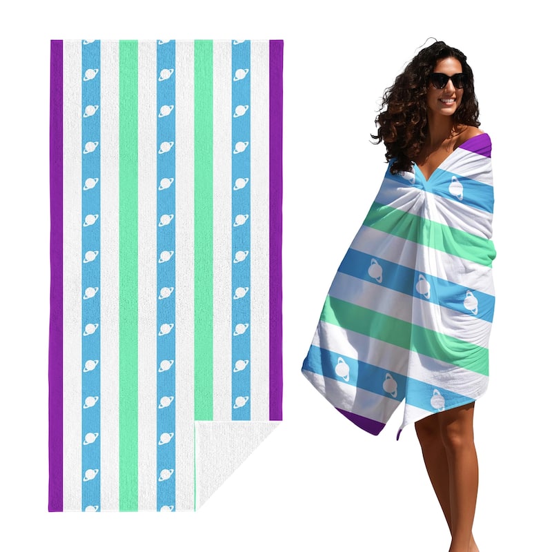 Shark Striped Beach Towel, Cabana Soft Swimming Towel, Pool Towel for Adults Women Men
