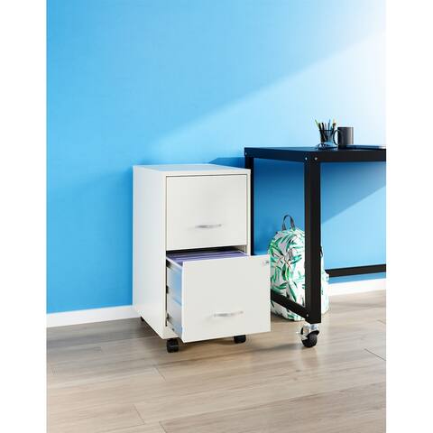 Space Solutions 18" 2 Drawer Mobile Vertical File Cabinet, Pearl White