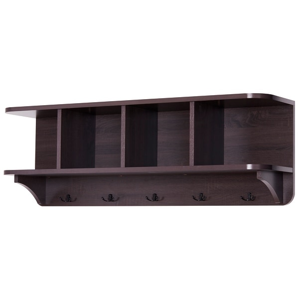 Vanity Art 5 Black Hook Wall Mounted Coat Rack 47.25
