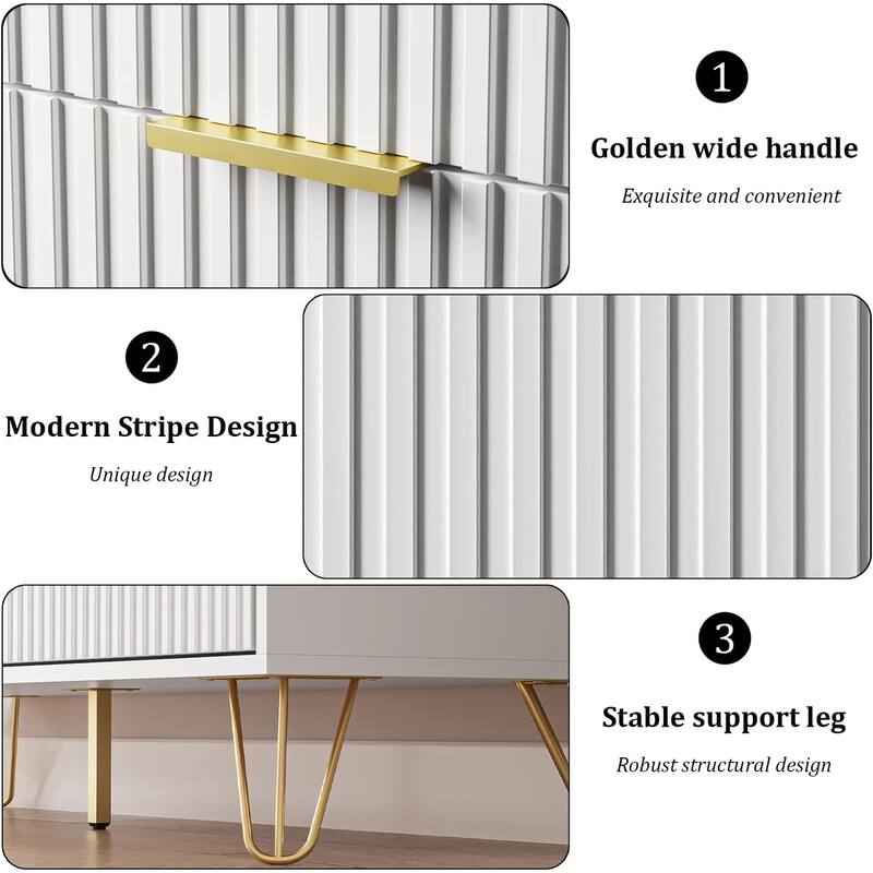 FURNIWAY Fluted Drawer Dresser for Bedroom
