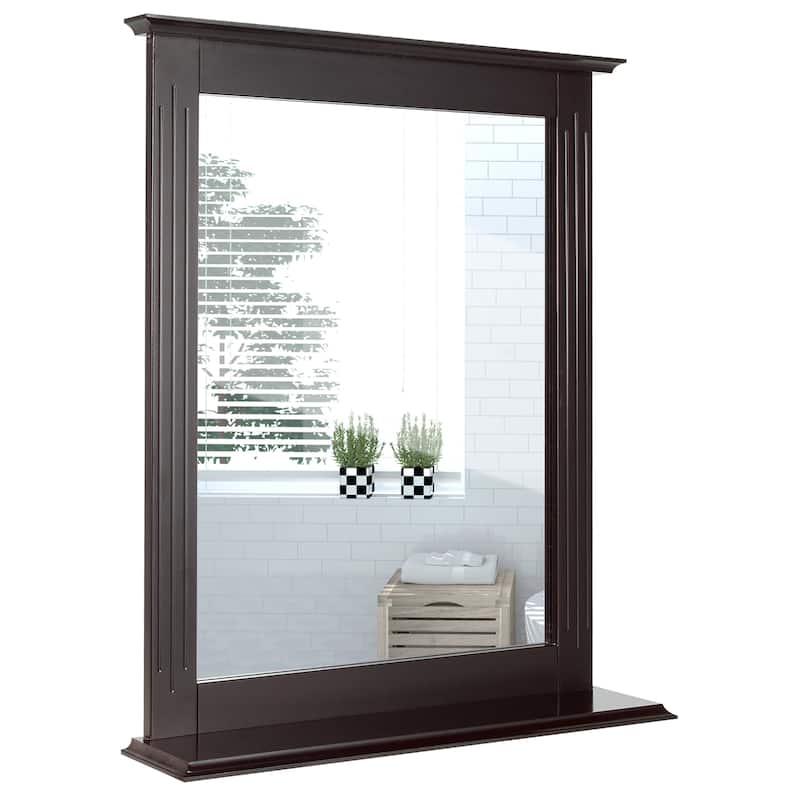 Bathroom Wall Mirror Square Makeup Hanging Mirror with Shelf