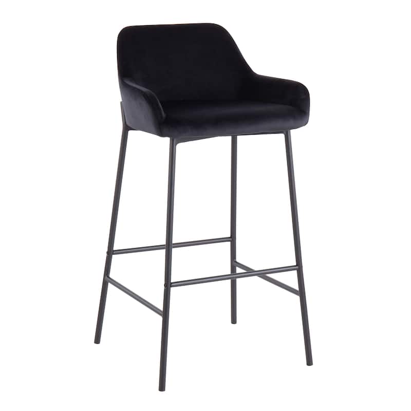 Carbon Loft Galotti Black Fixed-Height Upholstered Bar Stool - Set of 2 - Black Velvet
