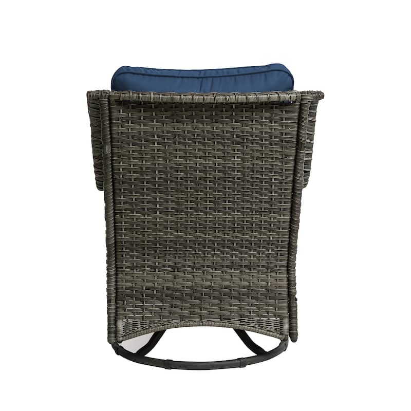 Outdoor Rattan Wicker Swivel Rocking Chair With Cushions