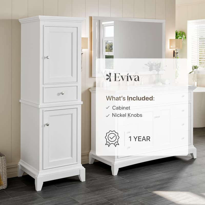 Eviva Elite Stamford 24" White Freestanding Linen Cabinet