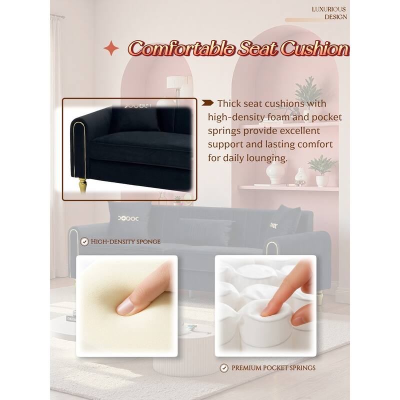 87.4" Luxury Loveseat Sofa with Metal Legs, Round Arms