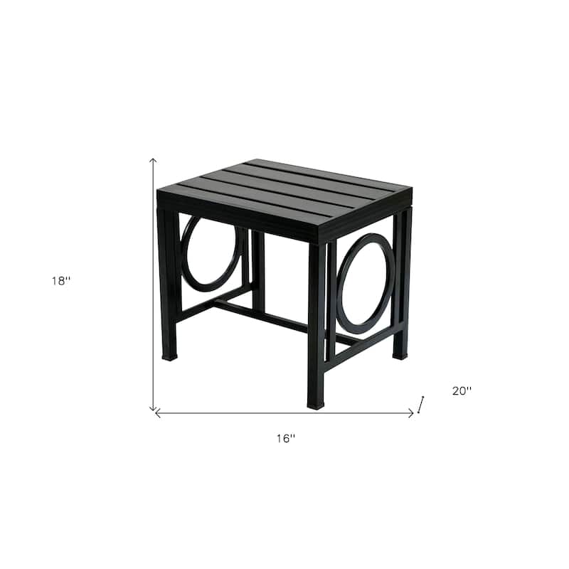 16" Black Aluminum Geo Slat Outdoor Side Table