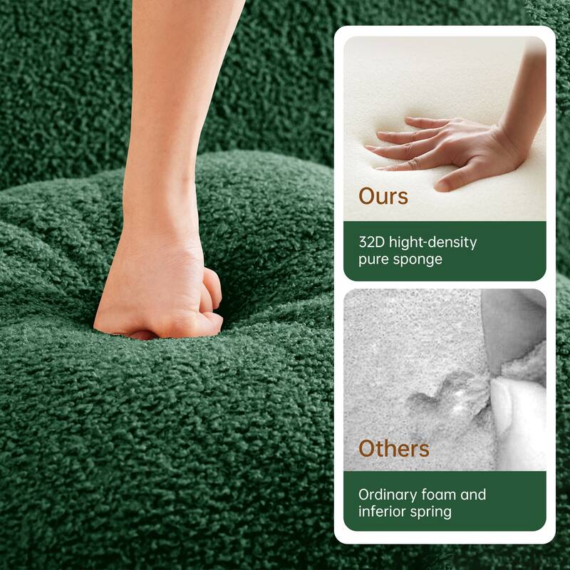 Anmytek Plush Cozy Teddy Fabric Boneless Sofa Anti-Slip Streamlined Design No-Assembly