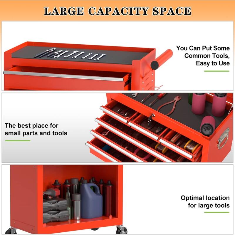 8-Drawer Rolling Tool Storage Cabinet with Detachable Top Tool Box
