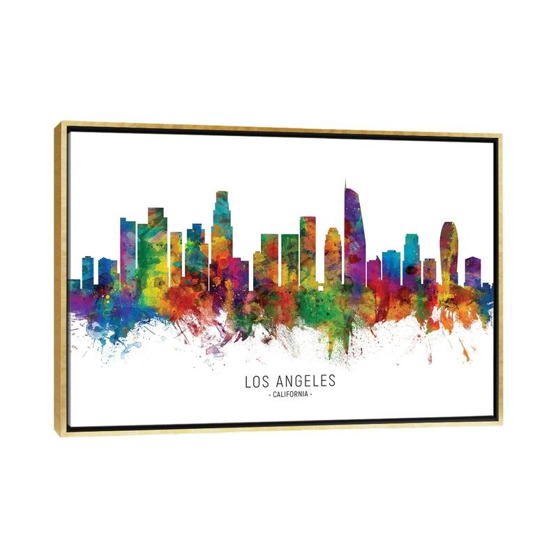 iCanvas "Los Angeles California Skyline" by Michael Tompsett Framed Canvas Print - Gold - 32x48