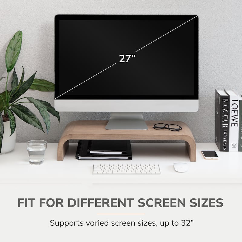Jani Wood Monitor Stand Riser Desk - Ergonomic Design Stand, Desktop Organizer Table for Home, Office Workspace, Gaming Desk