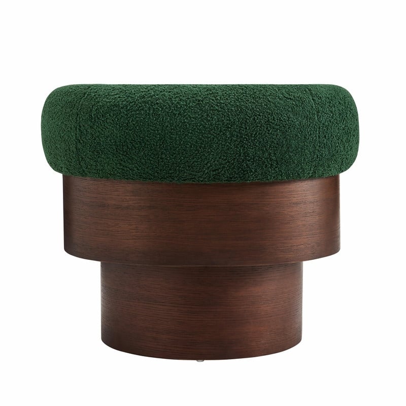 Modern 32'' Curved Sculptural Swivel Barrel Chair, 360° Swivel Base, Upholstered Accent Chair