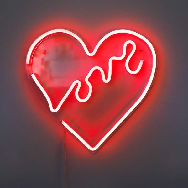 14 X 14 Inch Led Neon Red Love Heart Wall Sign Valentines Day Gift Standard Overstock 32894387