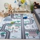 preview thumbnail 6 of 53, SAFAVIEH Kids Playhouse Machine Washable Slip Resistant Violanthi Neighborhood Road Rug Blue/Dark Grey - 3'3" x  3'3" - Square