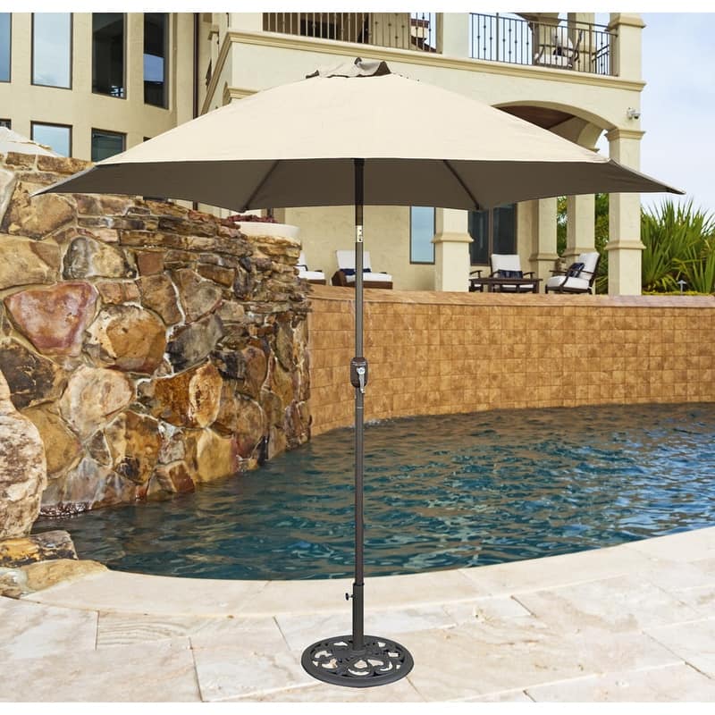 Tropishade 9 ft. Aluminum Bronze Patio Umbrella with Beige Cover
