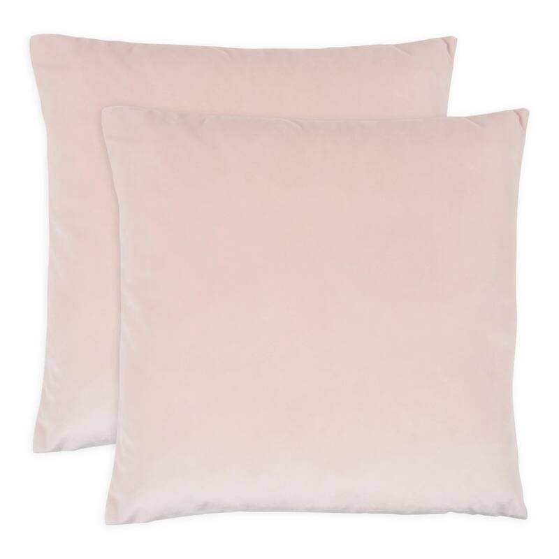 KAF Home Square Velvet Pillow Cover, Set of 2 - 16 x 16 - Blush