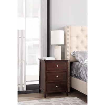 Cappuccino Nightstand 25x19x15 Transitional Bedside Table with Three Drawers, Rich Finish and Stylish Bedroom Storage