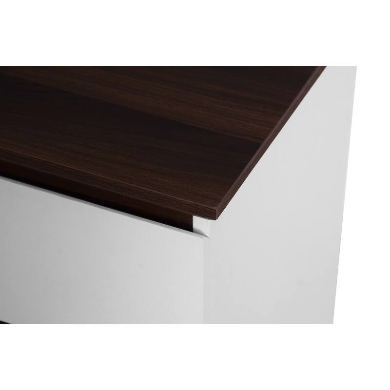 6-Drawer Wide Storage Cabinet, White & Walnut Dresser for Bedroom & Living Room