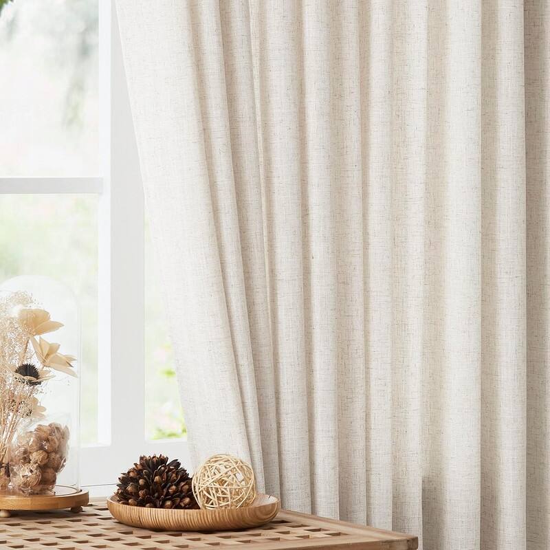 Textured Linen Blended Light Filtering Window Curtains