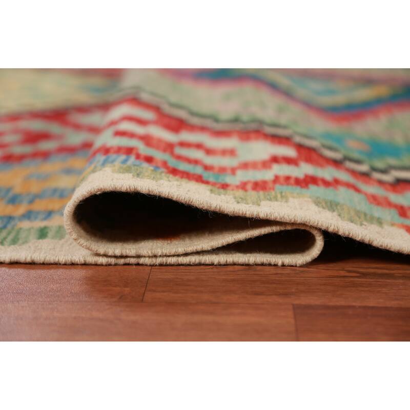 Kilim Oriental Area Rug Flatweave Multi-Color Wool Carpet - 5'10" x 8'7"