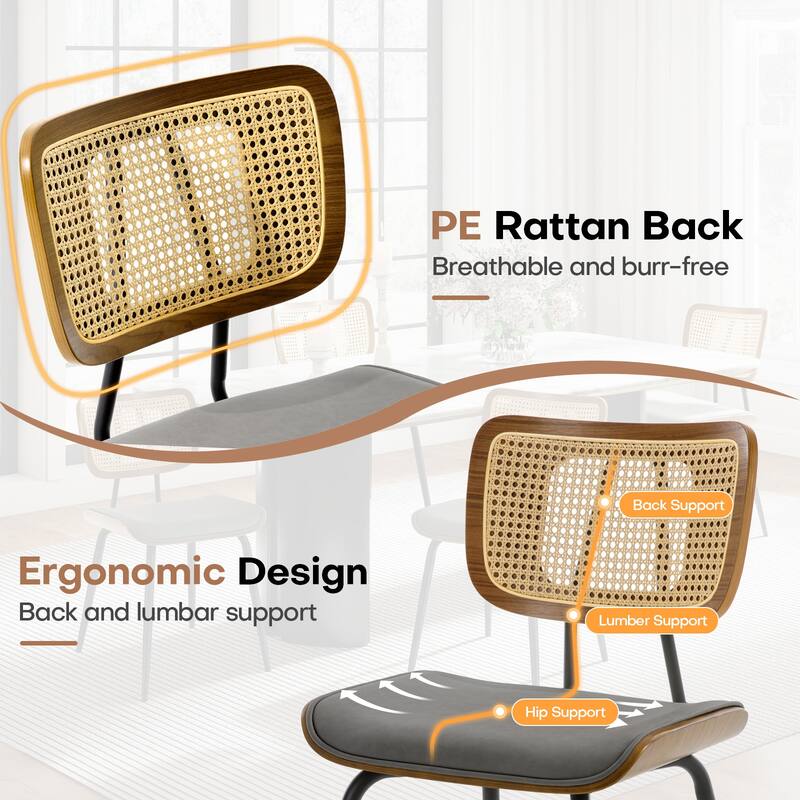 Faux Leather Upholstered Dining Chairs Set of 2/4 - 33.5"H x 19.3"W x 23"D