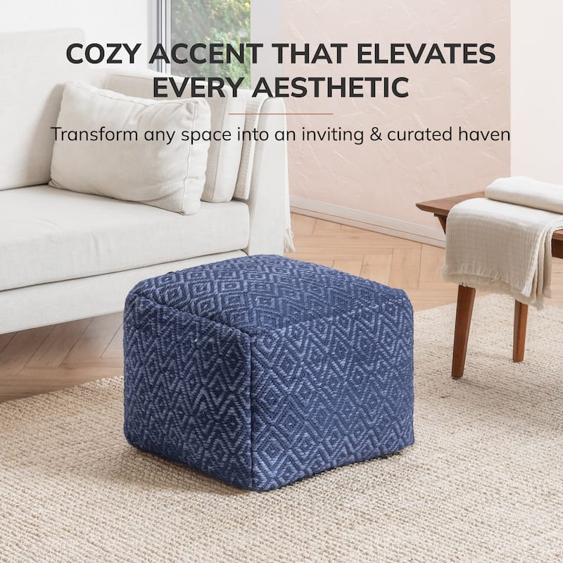 Jani 22-inch Ottoman Pouf - Handcrafted Handmade Ottoman for Seating, Footrest, Home Decor for Living Room, Bedroom