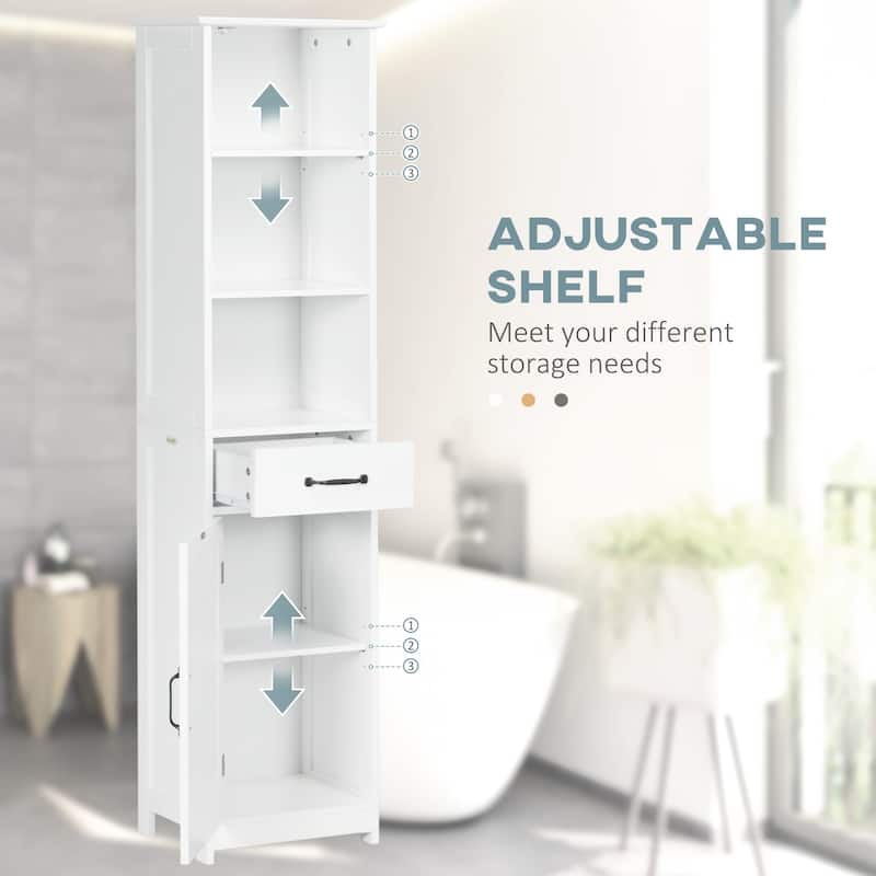 White Bathroom Storage Cabinet with Adjustable Shelves Drawer and Enclosed Compartment for Towels and Essentials