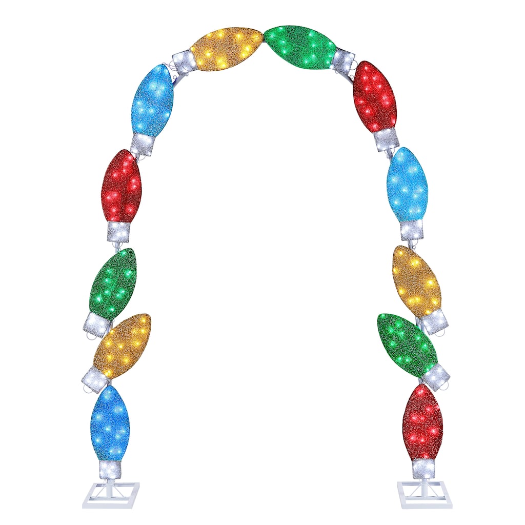 8 ft. Illuminated Tinsel C9 Bulb Arch​