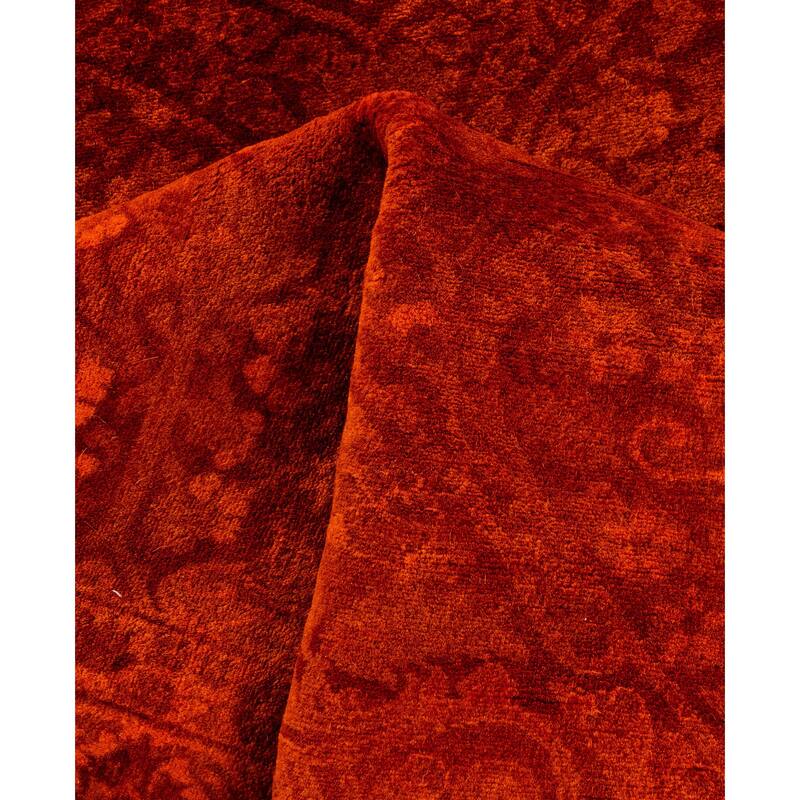 Overdyed One-of-a-Kind Hand-Knotted Area Rug - Orange - 4' 2" x 6' 0"