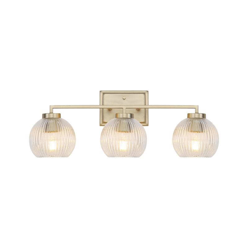 Golden Lighting 3094-BA3 Elliott 3 Light 25" Wide Vanity Light - Brushed Champagne Bronze / Ribbed Clear Glass