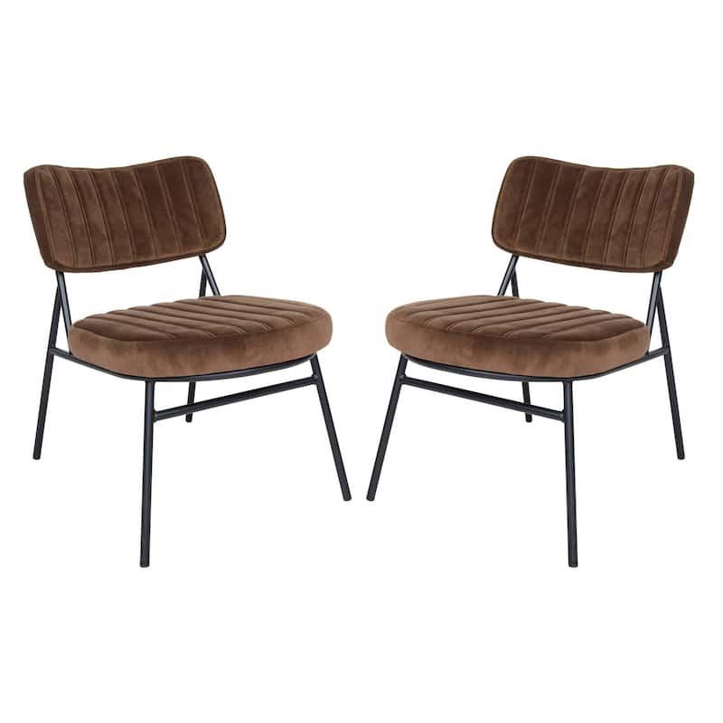 Marilane Modern Set of 2 Velvet Upholstered Accent Chairs with Sturdy Metal Legs for Home Office and Lounge Living Room