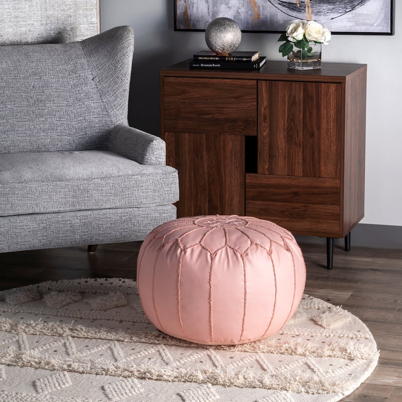 Nuloom Classic Moroccan Lightweight Faux Leather Ottoman Pouf