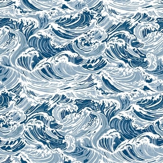 WallPops Crashing Waves Navy Peel and Stick Wallpaper - Bed Bath ...