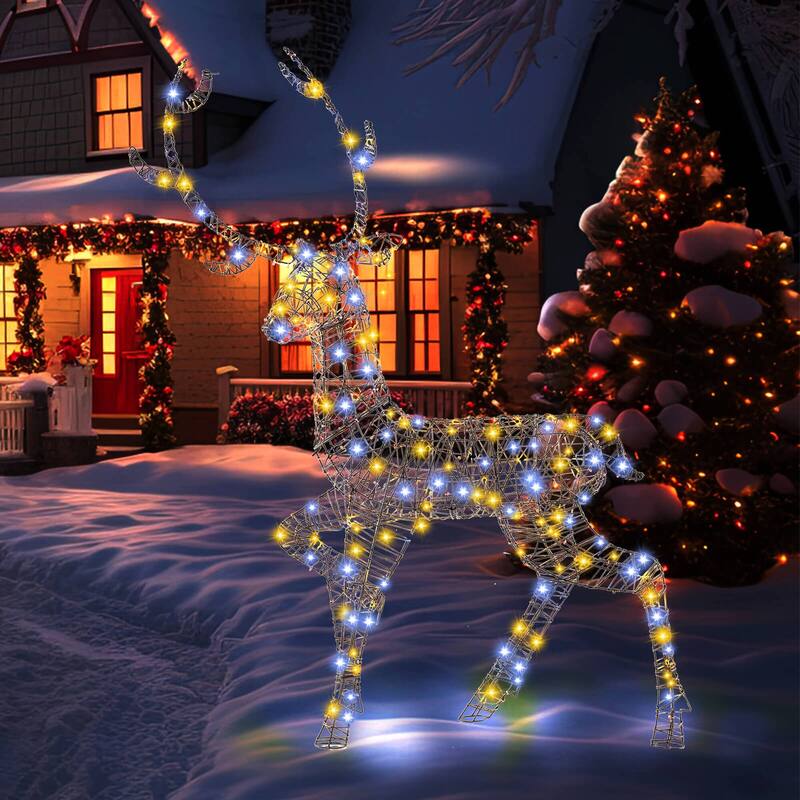 Costway 4.6 FT Pre-Lit Christmas Reindeer with 170 Bright LED Lights - See Details