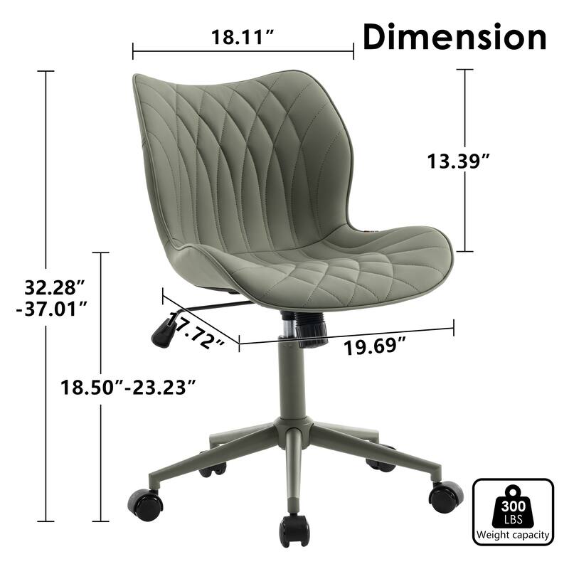 Faux Leather Office Chair with Wheels, Upholstered Task Chair