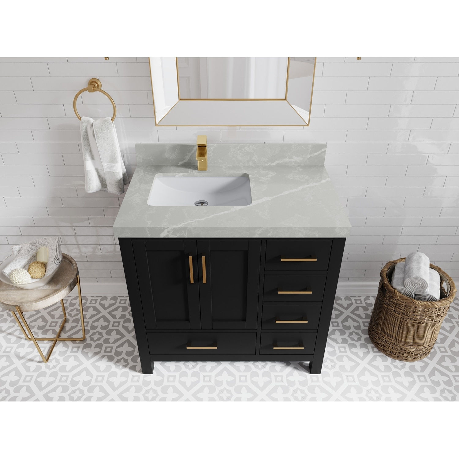 Willow Collections 36 in. W x 22 in. D Malibu Left Offset Sink Bathroom Vanity with Countertop