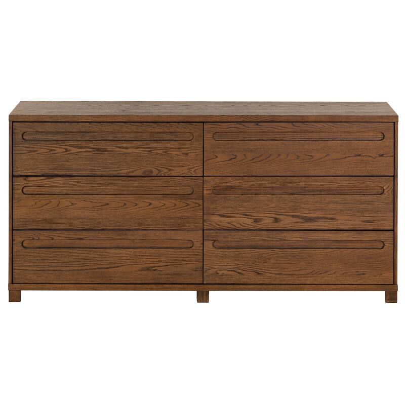 SAFAVIEH Couture Tobiette 6 Drawer Wood Dresser - Medium Oak