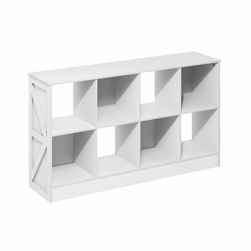 26.85 in. Tall White Wood 8-Shelf Bookcase